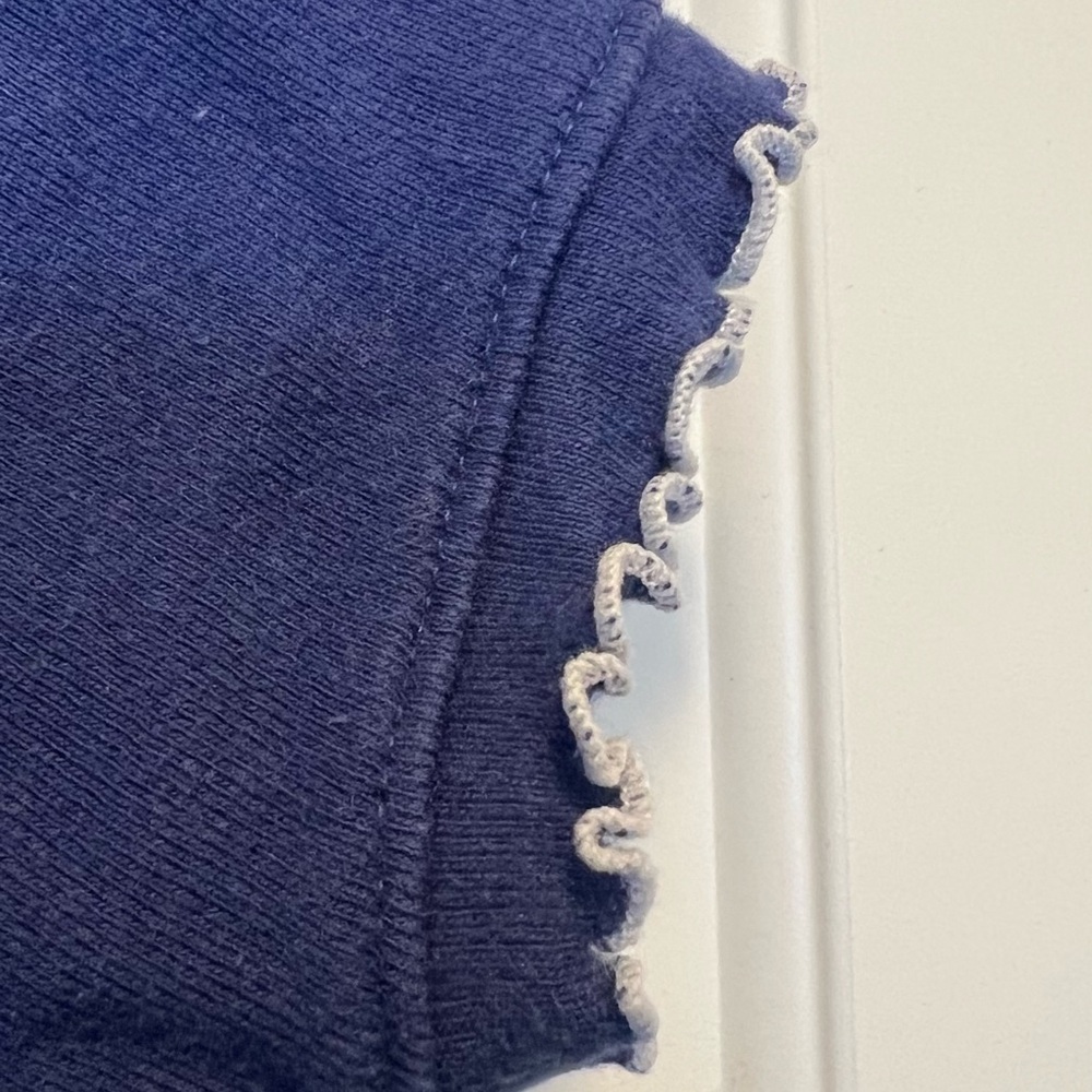 Vintage Tommy Hilfiger Ruffled Edge Cropped Blue T-Shirt Size S - Picture 10 of 12